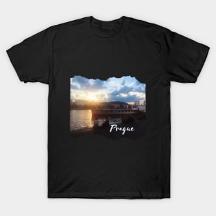 Sunset in prague city by the river T-Shirt